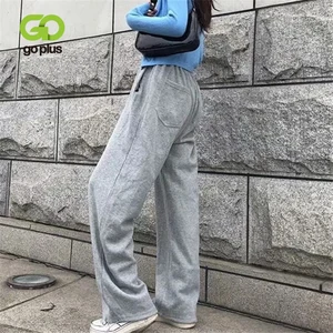Брюки спортивные женские, большого размера, с широкими штанинами, зимние, C10905