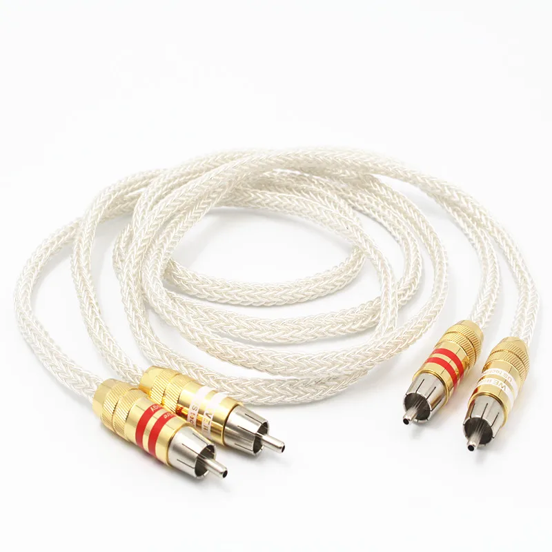 

Pair HiFi Silver Plated RCA Cable for Home Audio Amplifier CD DVD Player
