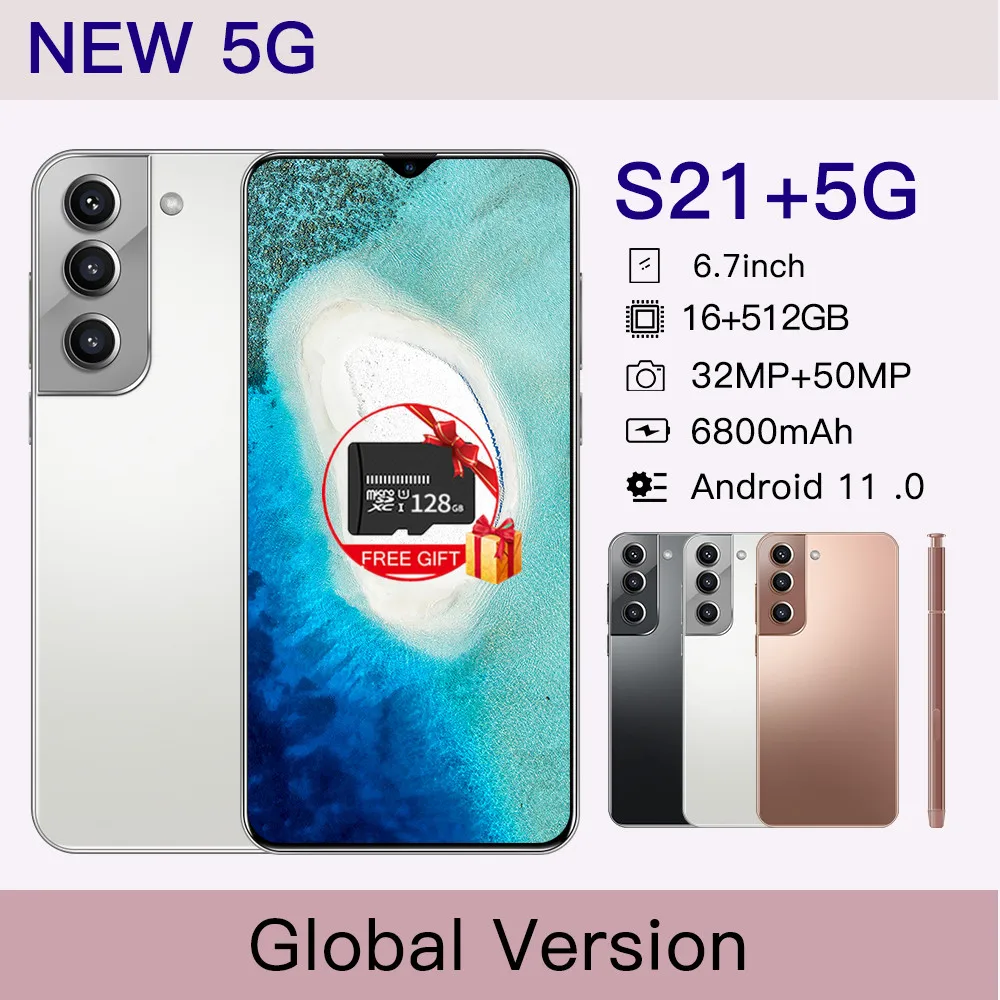 

Смартфон S21 +, 6,7 дюйма, 16 + 512 ГБ, 32 + 50 Мп, 10 ядер, 4G LTE, Android 11