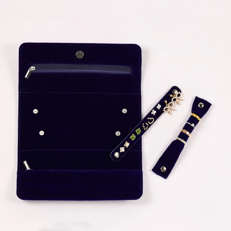 

Women Portable Travel Velvet Jewelry Storage Roll Bag RingsOrganizer Case Pouch K3KC
