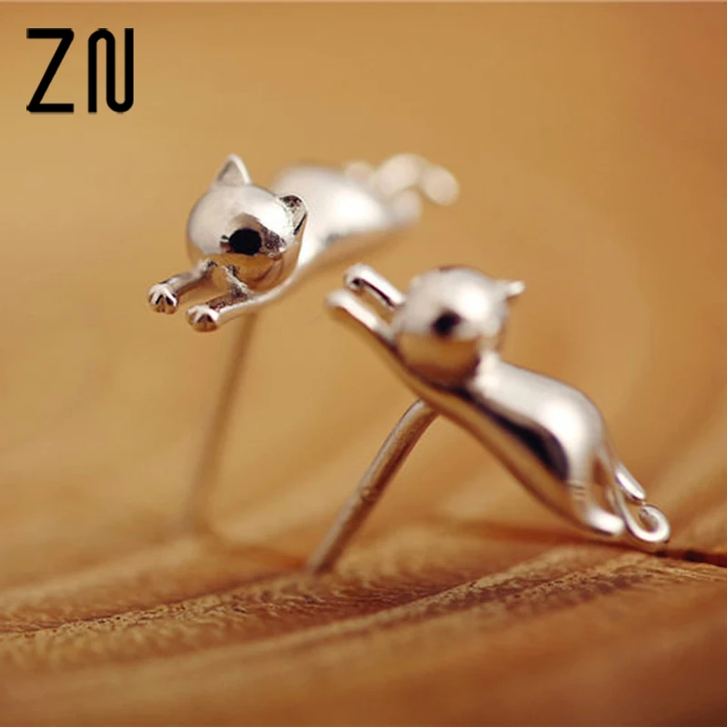 

ZN 1 Pair Casual Delicate Tiny Cute Cat Earring for Women Girl Creative Design Romantic Chic Stud Earrings Fashion Jewelry Gifts