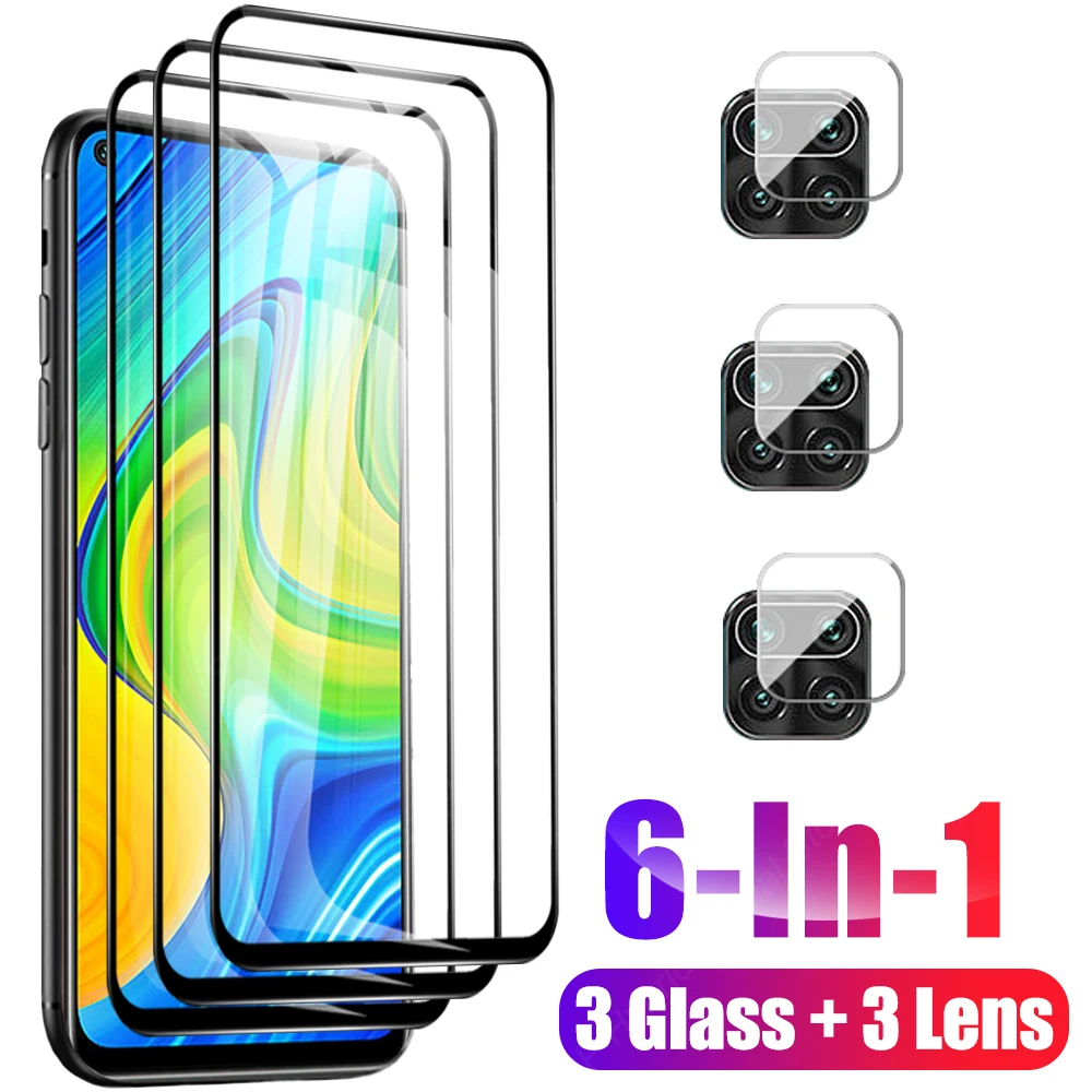 

6-in-1 Full Protective Glass Screen Protector For Xiaomi Redmi Note 9 Pro Max 9Pro 9S 9T Tempered Film Note9 T Camera Protection