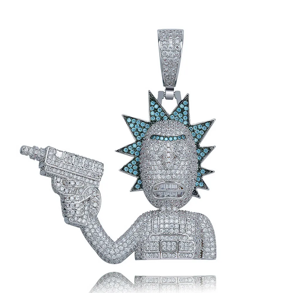 Iced Out Золотой Серебряный цвет цепи персонализированные пистолет человек ожерелье с подвеской de Moda хип-хоп очаровательные ювелирные изделия