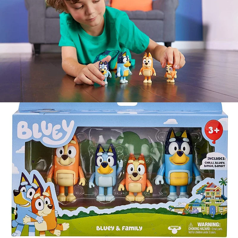 4 шт. набор мультфильм фигурку игрушка Bluey друзей бинго Bandit упаковочная машина для