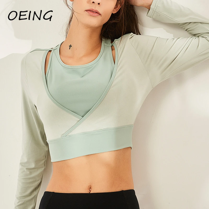 2021 упражнения с длинным рукавом женская спортивная одежда укороченные топы