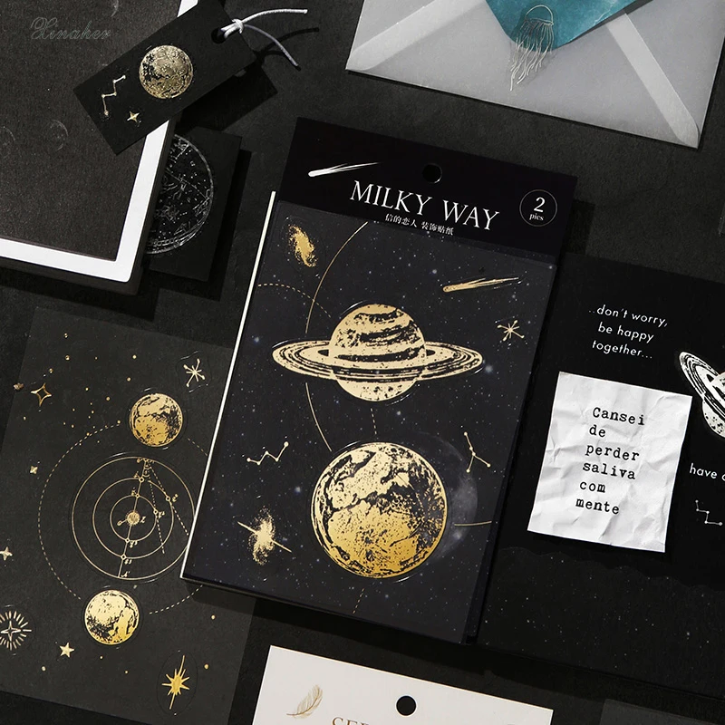 2 листа/сумка XINAHER винтажные наклейки с созвездиями перьями и Китом самодельные