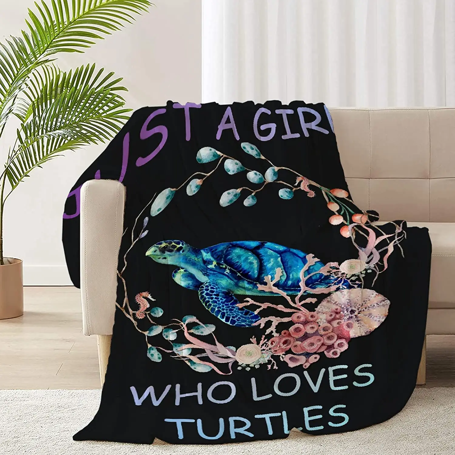 

Just A Girl Who Loves Turtles Fleece Flannel Lightweight Blankets Plush Microfiber Bedding Throw Blanket for Couch and
