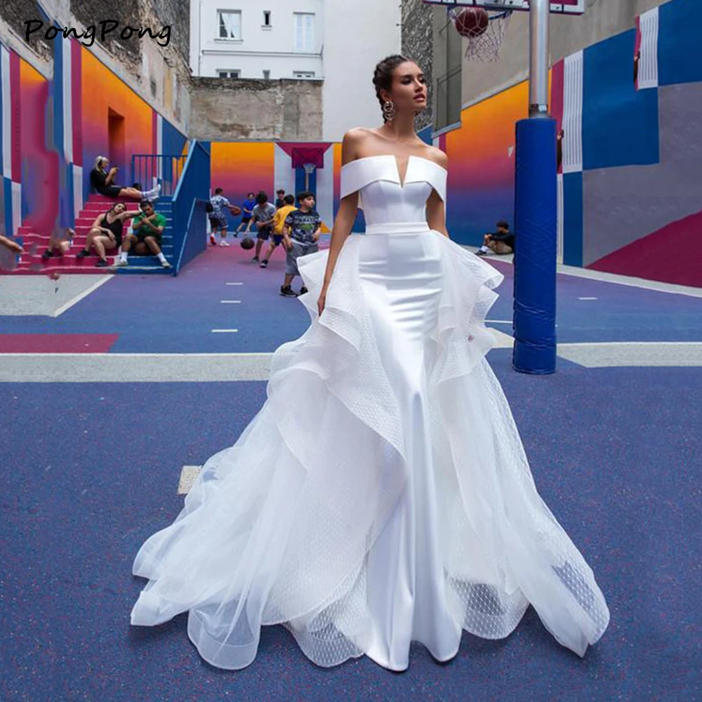 Фото 2022 Свадебные платья-русалки со съемной юбкой женское белое свадебное платье с