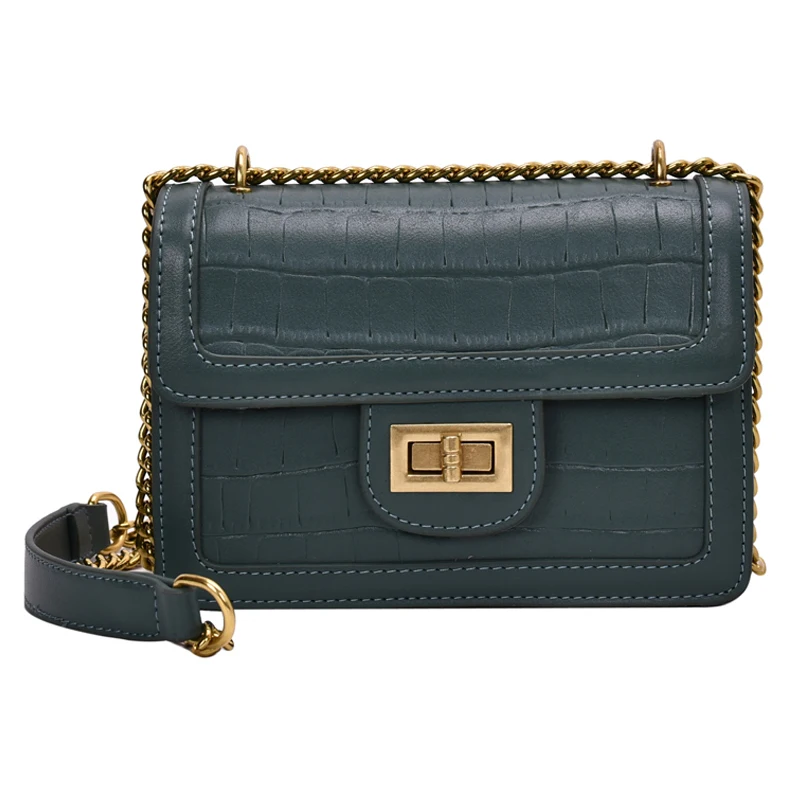 

Crocodile pattern Square Crossbody bag 2021 New High quality PU Leather Women's Designer Handbag Chain Shoulder Messenger Bag