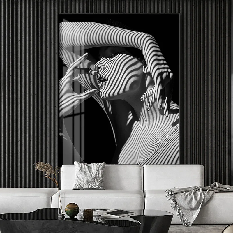 

Canvas Painting Simple Modern Nordic Character Fashion Decorative Painting Black and White Beauty Photography No Frame
