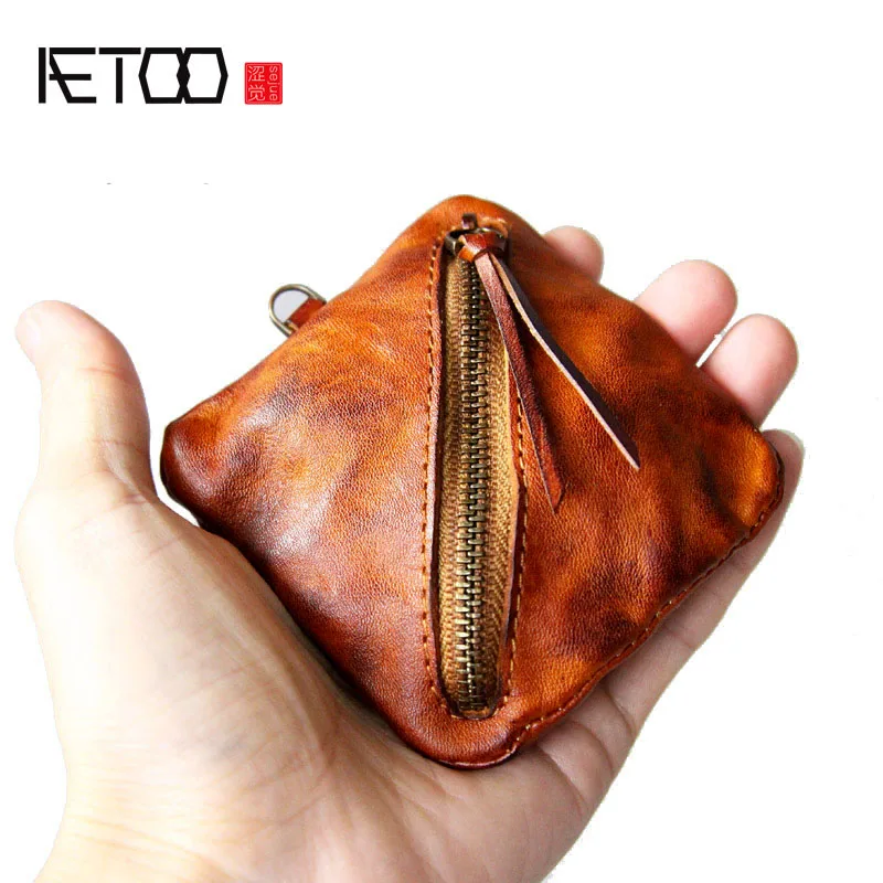 AETOO Ретро чехол для ключей из старой чистой кожи мини-кошелек кожаная сумка монет