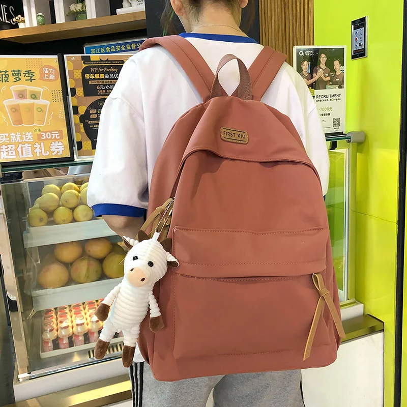 

Новинка 2022, однотонный рюкзак для пары, мужской Школьный рюкзак, трендовый вместительный уличный дорожный женский рюкзак