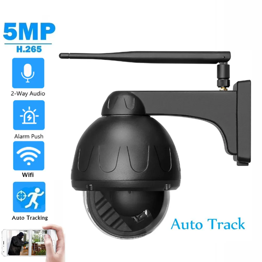 

5MP Wifi Auto Tracking Wireless IP Camera 1080P H.265 Microphone Speaker Two Way Audio Security Surveillance CCTV Network Camera