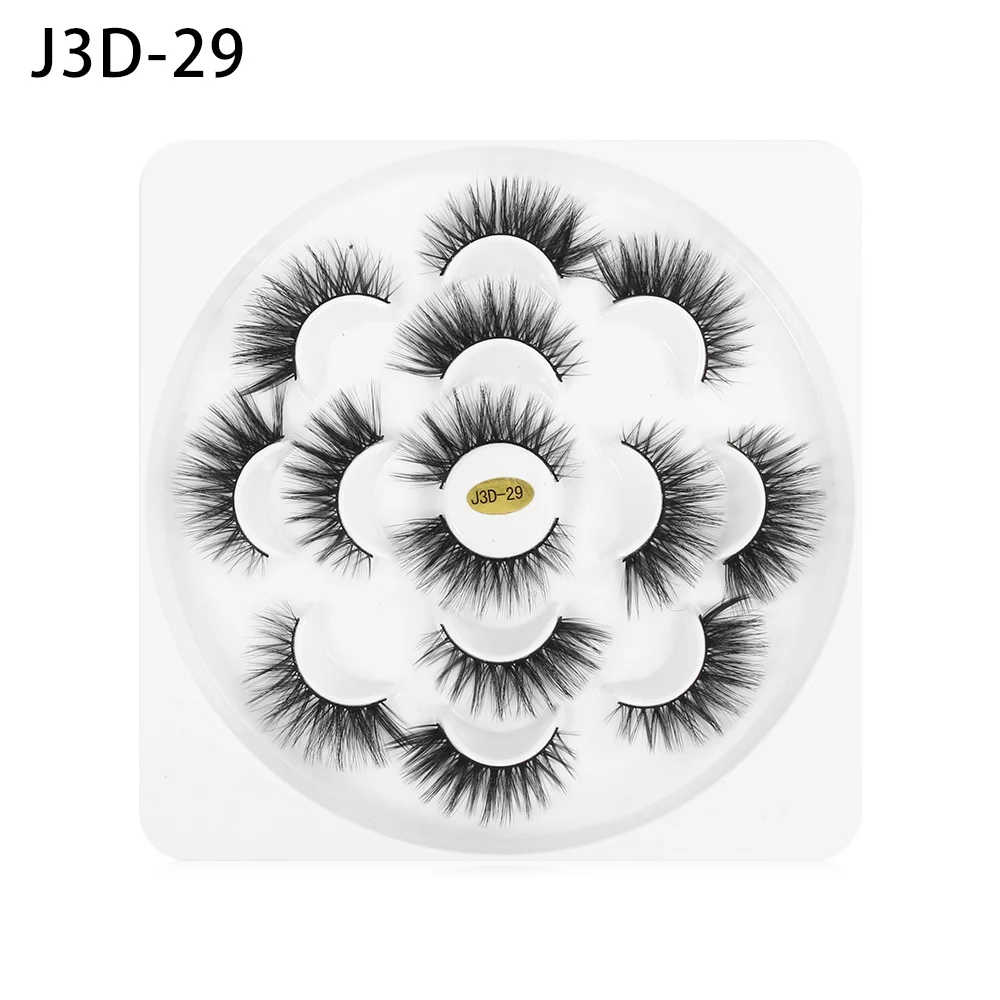 J3D-29 7 пар, 5D, накладные ресницы из норки, толстые, длинные, безжалостные ресницы, ручная работа, наращивание ресниц, Женский инструмент для макияжа глаз - Цвет: J3D-29