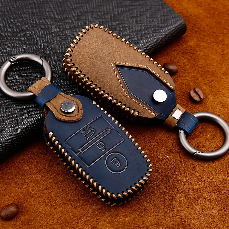 Чехол из натуральной кожи для автомобильных ключей чехол Kia Rio QL Sportage Ceed Cerato Forte R GT