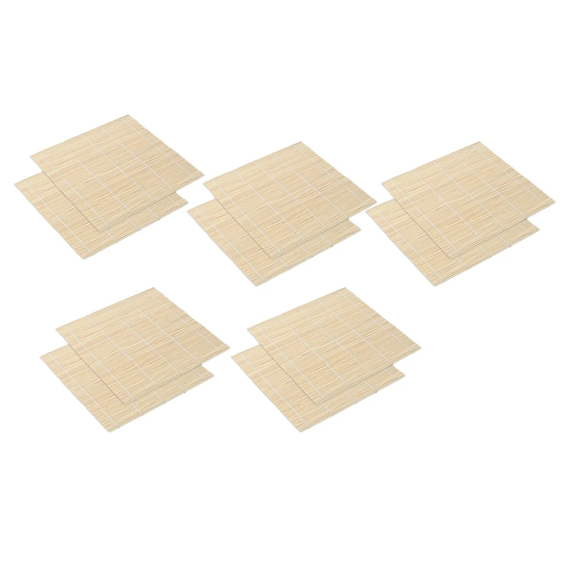 

10 Pcs Sushi Making Rolling Mat Natural Bamboo 9.5 inch X9.5inch,Reusable Sushi Mold Sushi Roller