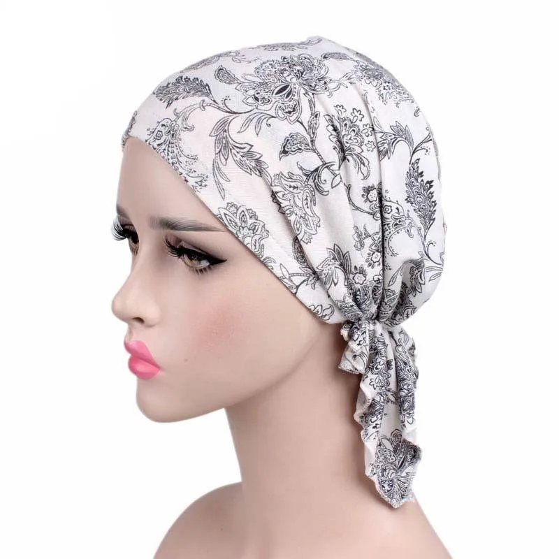

Тюрбан хлопковый стрейчевый для мусульманских женщин, связанный шарф Тюрбан, шапочка при химиотерапии шапки, повязка на голову, аксессуары для выпадения волос