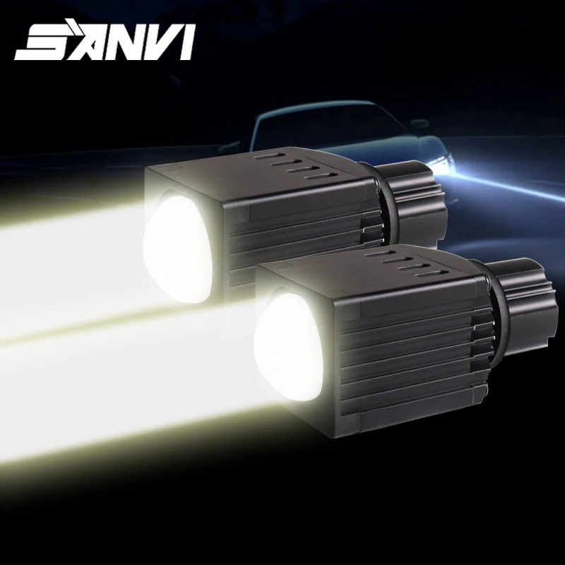 SANVI 2pcs High Beam LED Projector Lens Headlight 12V 12W 4600k Matrix LED Light H7 9005 9006 Fog Light Retrofit  Car Light DIY