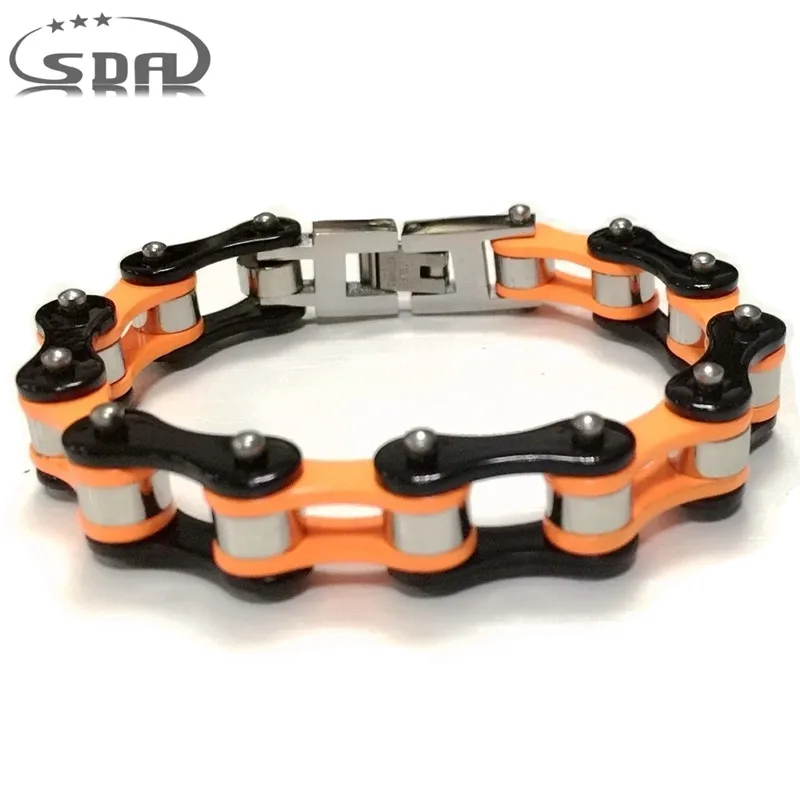 Orange SDA, модные браслеты унисекс, зеленый, красный и оранжевый, 3 цвета, Байкерская цепочка, браслет для девочек и мальчиков, ювелирные изделия, уникальные для вас YM145 - Окраска металла: Orange