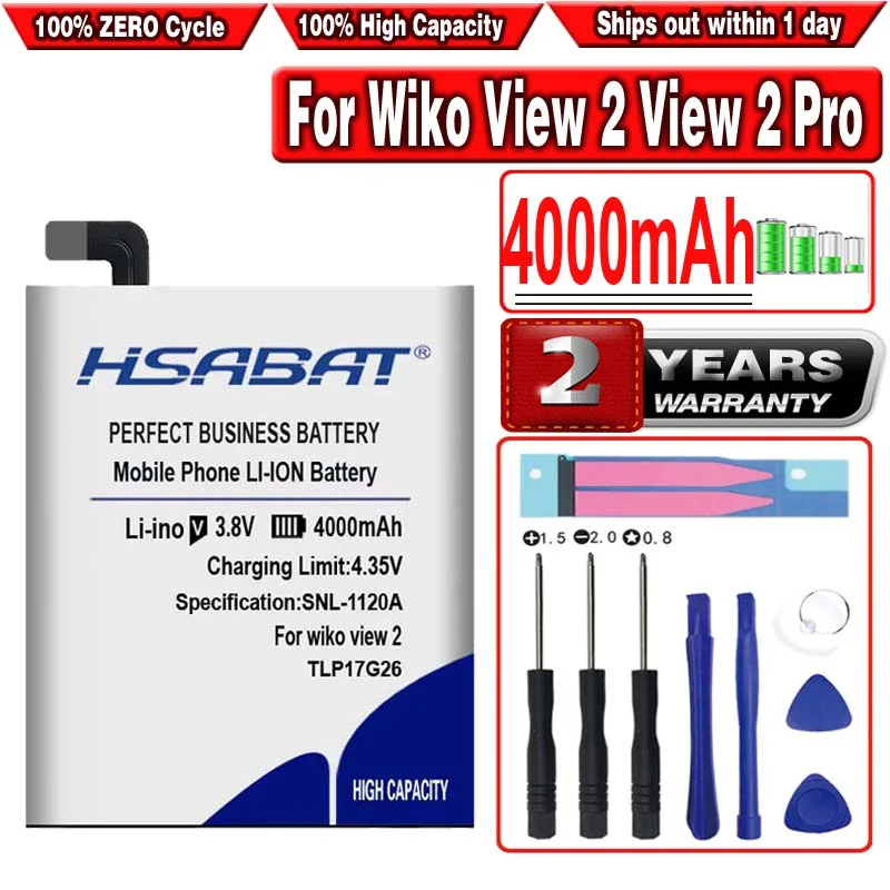 Аккумулятор HSABAT 4000 мАч TLP1707 TLP17G26 для Wiko View 2 Pro W-C800 W-C860 | Мобильные телефоны и