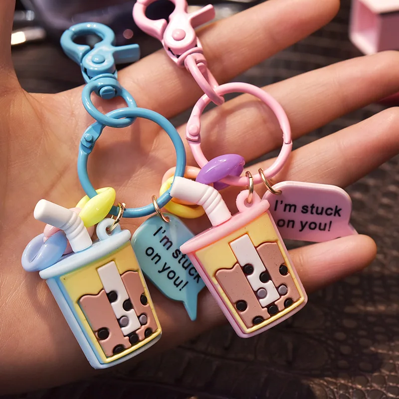 Гибкий Забавный брелок с клеем жемчужный молочный чай имитацией напитка