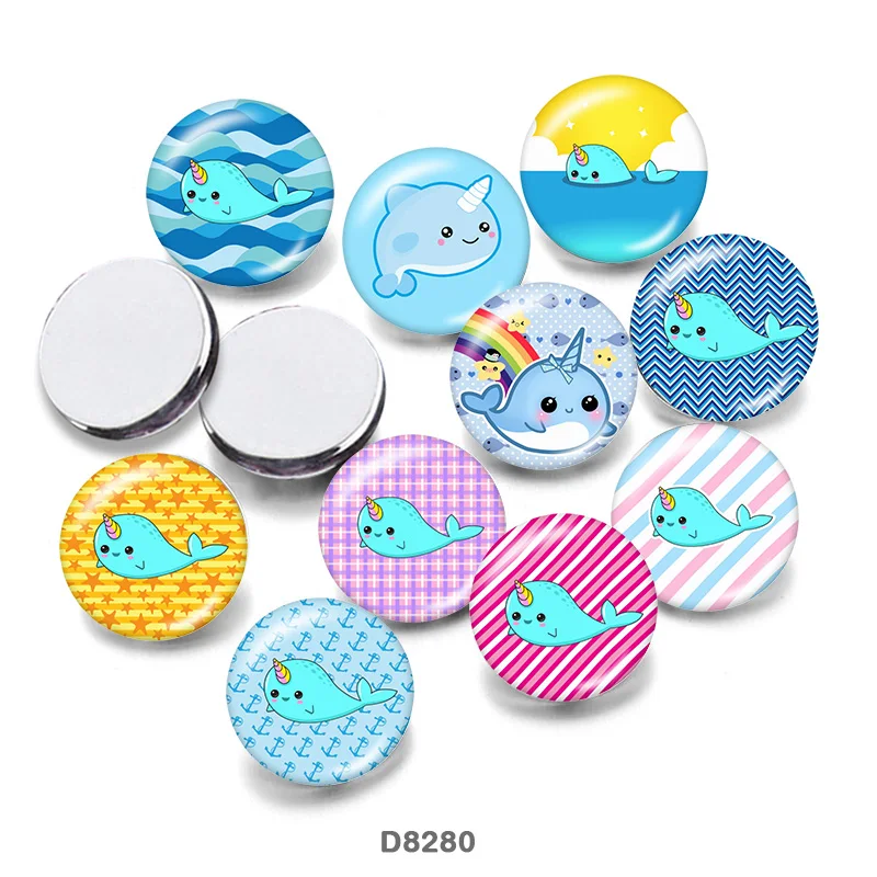 

dolphin Cartoon 10pcs/lot 12mm/18mm/20mm/25mm/30mm Round photo glass cabochons flat back Making findings MC023