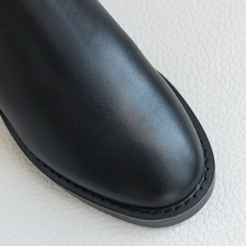 Женские высокие сапоги TAOFFEN теплые до колена из натуральной кожи на молнии с