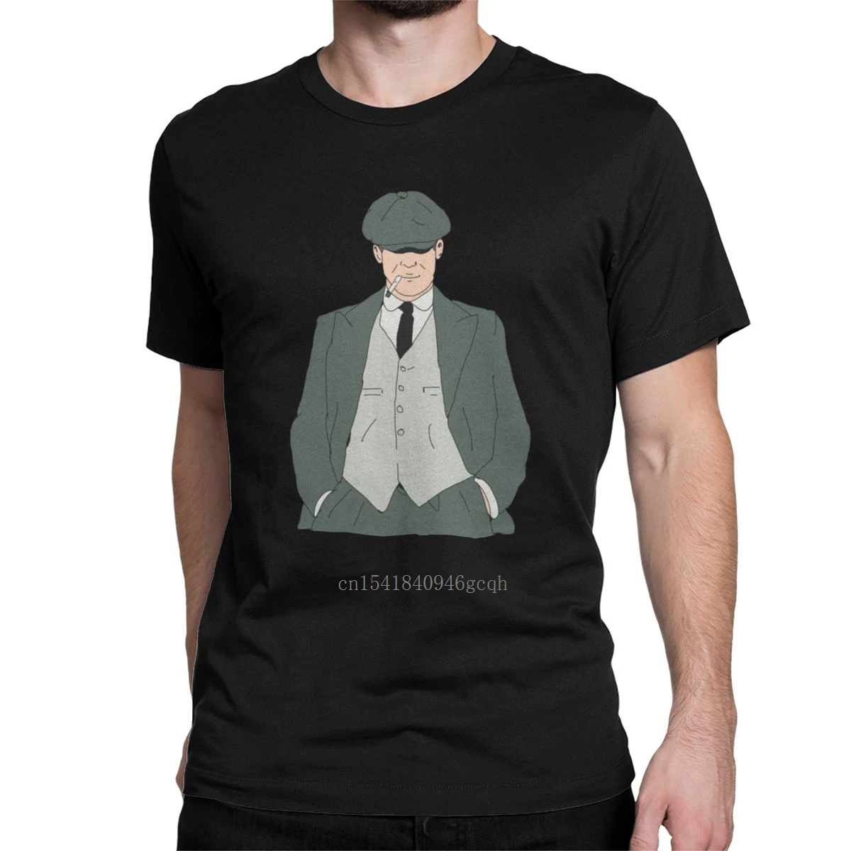 

Fashion Thomas Shelby Peaky Blinder T-Shirt Men Round Collar Pure Cotton T Shirts Movie Action Short Sleeve Tees Graphic Clothes