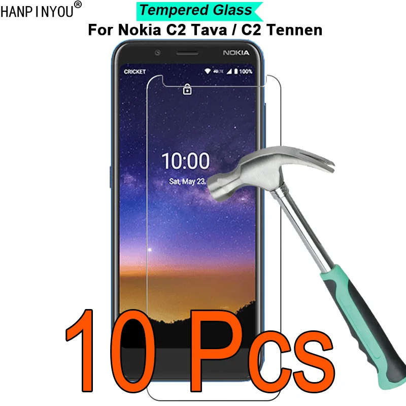 

10 шт./лот для Nokia C2 Tava / C2 Tennen 5,45 "твердость 9H 2.5D ультратонкая закаленная Защитная пленка для экрана из закаленного стекла