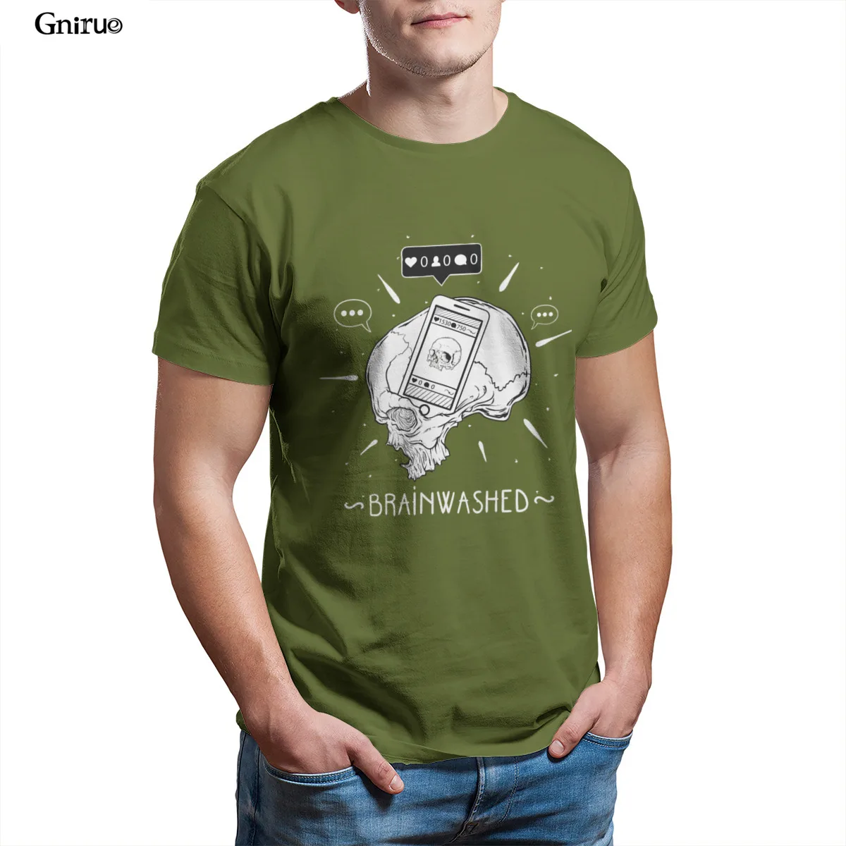 

Wholesale Brainwashed Mens T-Shirt Black White Red Gothic Anime Mens Clothes 86704