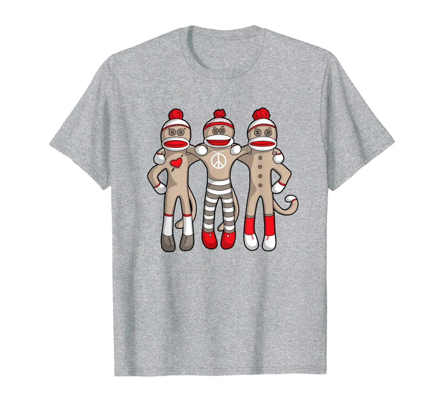 

Peace Love Best Friends Hug Sock Monkey T-Shirt