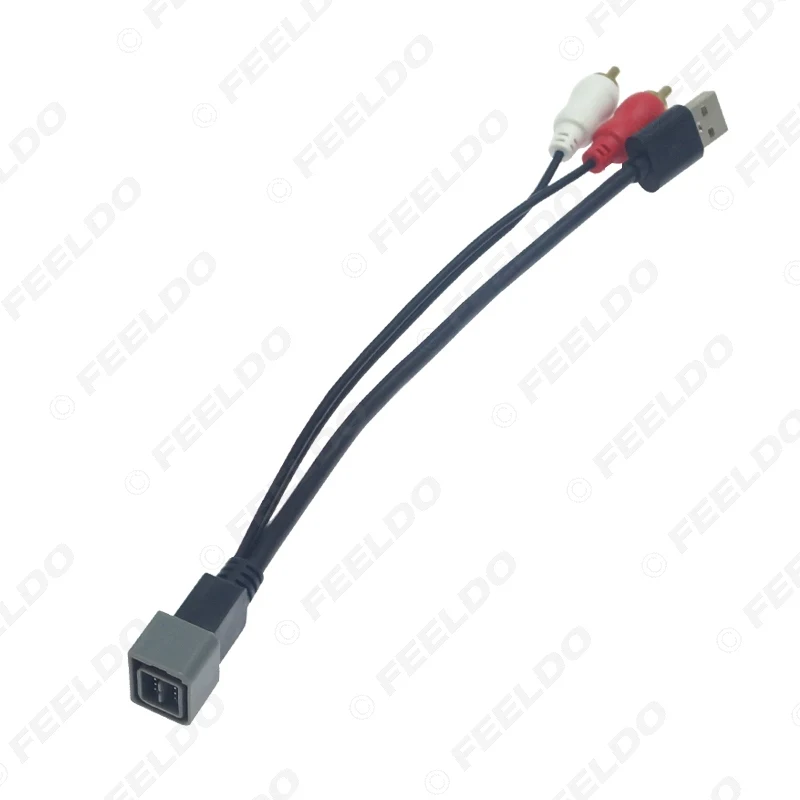 FEELDO 5Pcs Car 2-RCA Male USB A Plug RCA Adapter Audio Converter AUX Cable For Nissan Cube Juke Versa AV #FD6217 | Автомобили и