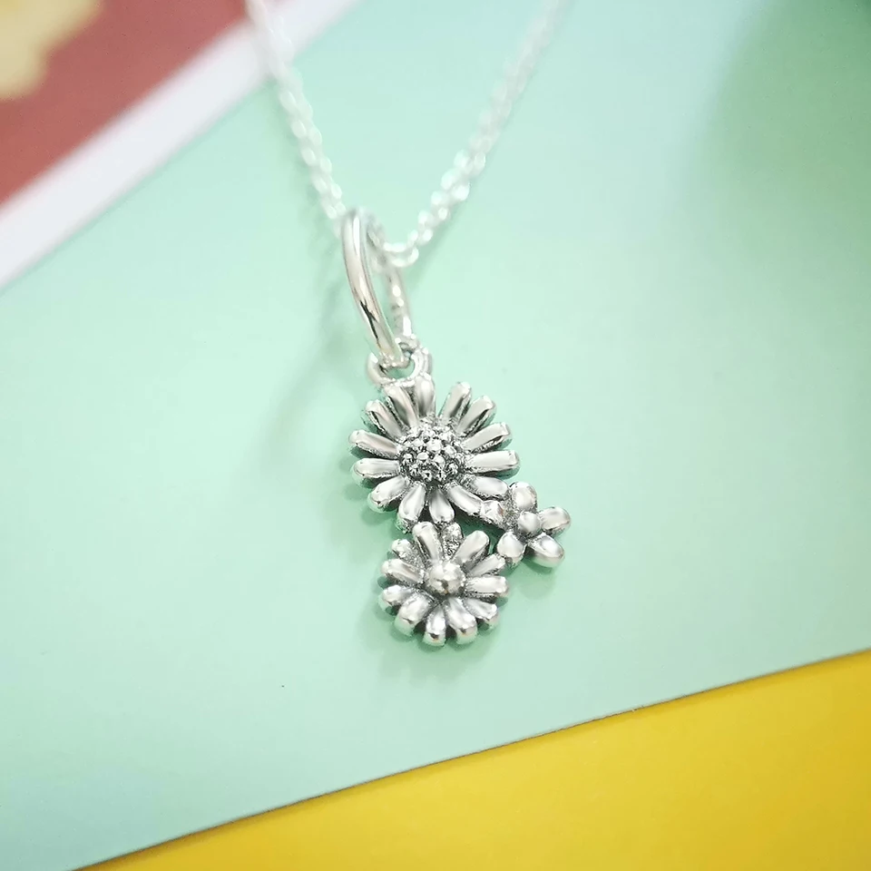 Серебро 925 пробы очаровательные зажимы летняя Маргаритка подходит для