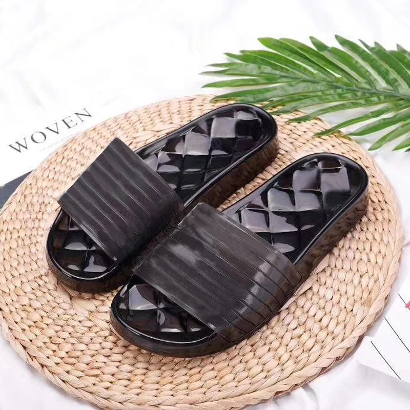

2021 Fashion solid color jelly slippers transparent bathroom womens sandals outdoor beach casual mens shoes 35-46