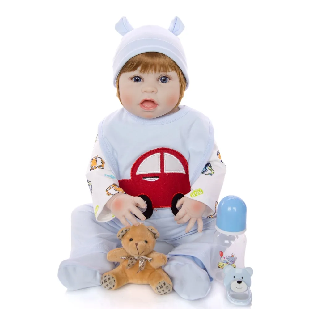 

Кукла реборн силиконовая, модная Кукла фиолетового цвета с голубыми/коричневыми глазами, подарок для детей, 22 дюйма