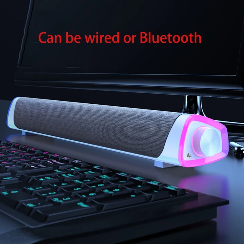 

3D Surround Soundbar Bluetooth 5.0 Speaker Wired Computer Speakers Stereo Subwoofer Sound bar for Laptop PC Theater TV Aux X6HA