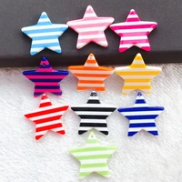 10pcs 3232mm cute multicolor resin flatback star with hole charms for necklace keychain pendant diy making accessories
