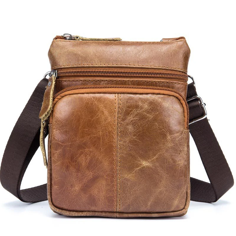 

Genuine Leather mini men's Messenger Bag vintage Man Shoulder bags Casual Brand Crossbody bags for male natural Leather bag