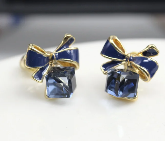 Новинка 2019 ювелирные изделия модные золотые серьги-банты с кубиками и