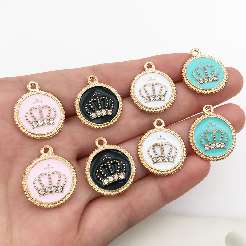 

10Pcs Mixed Enamel Crown Charms Rhinestone Beads For Jewelry Making DIY Earrings Bracelet Pendant Neacklace Accessories