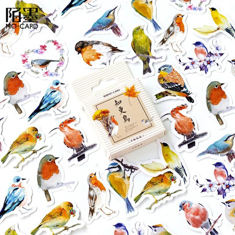 45 штук упак. красочные наклейки для дневника в коробке с птицами декорацион