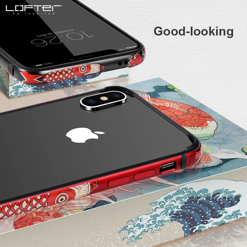 Металлический бампер для телефона в китайском стиле iPhone X XS чехлы MAX чехол Koi С
