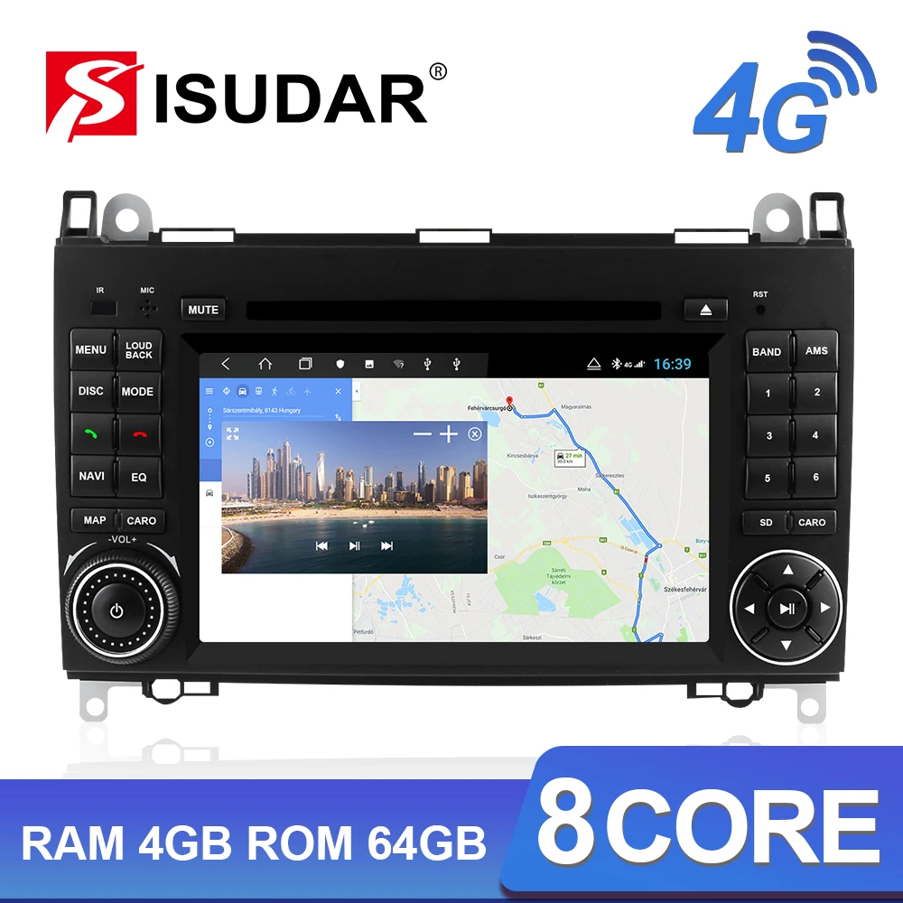 Isudar H53 4G Android 2 Din Авто радио для Mercedes/Benz/Sprinter/W169/B200/B class автомобильный