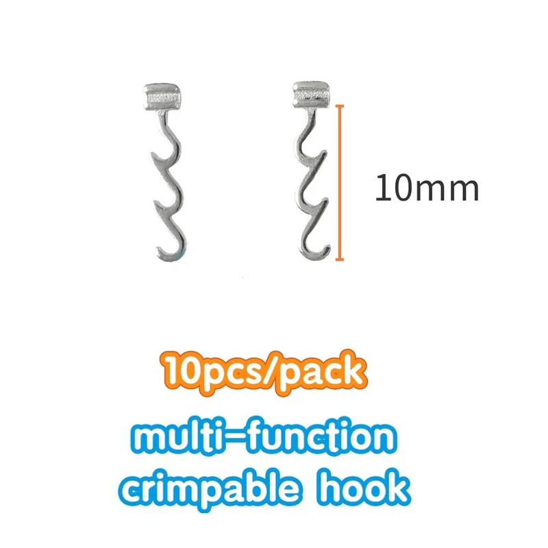 

4 Bags 10pcs/bag Dental Orthodontic Crimpable Hooks Multi-Function Long Right Left Size 10mm Orthodontic Sliding Crimpable Hooks