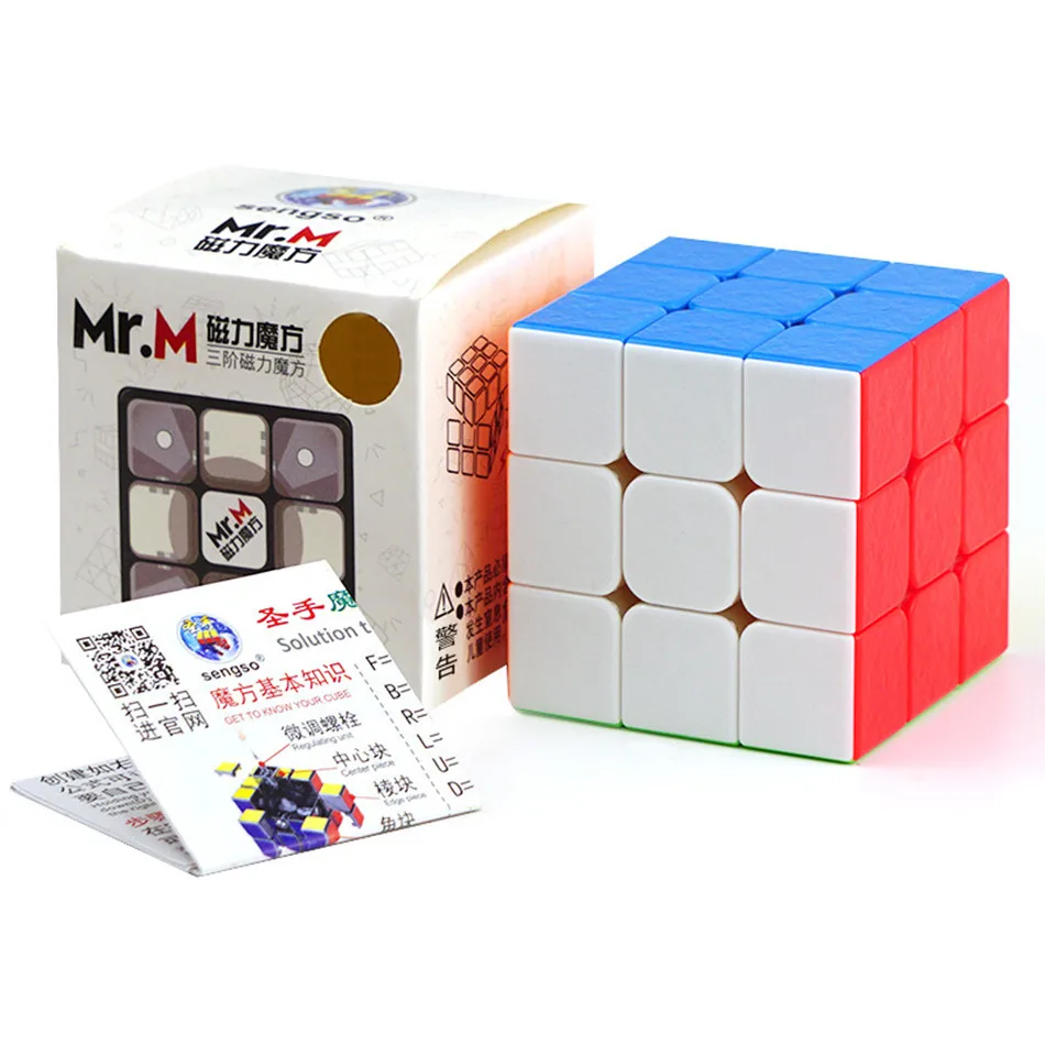 Sengso Mr.M 3x3 Магнитный магический куб без наклеек черный Shengshou Mr M 3x3x3 магниты
