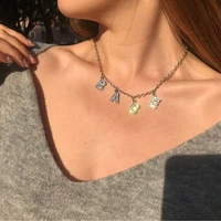 luxury crystal letter pendant womens necklace anti allergy fashion gothic clavicle chain 2021 stainless steel jewelry wholesale