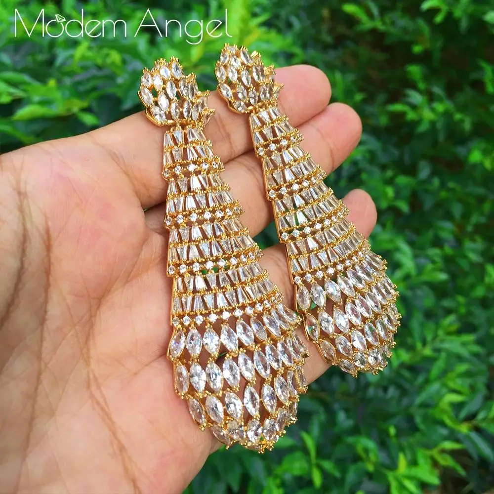 ModemAngel Искрящийся фианит камни Роскошные капли воды Дубаи индийские Золотые