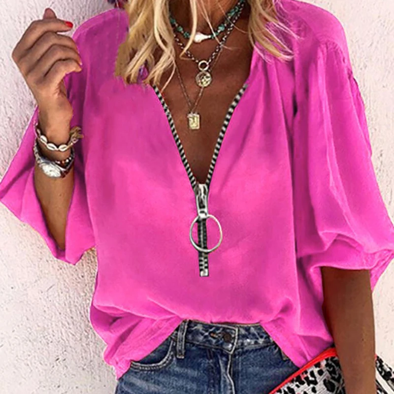 

Casual Long Sleeve Autumn Shirt Blusa Fashion V Neck Zipper Loose Blouse Women Vintage Leopard Printed Tops Pullover Streetwear