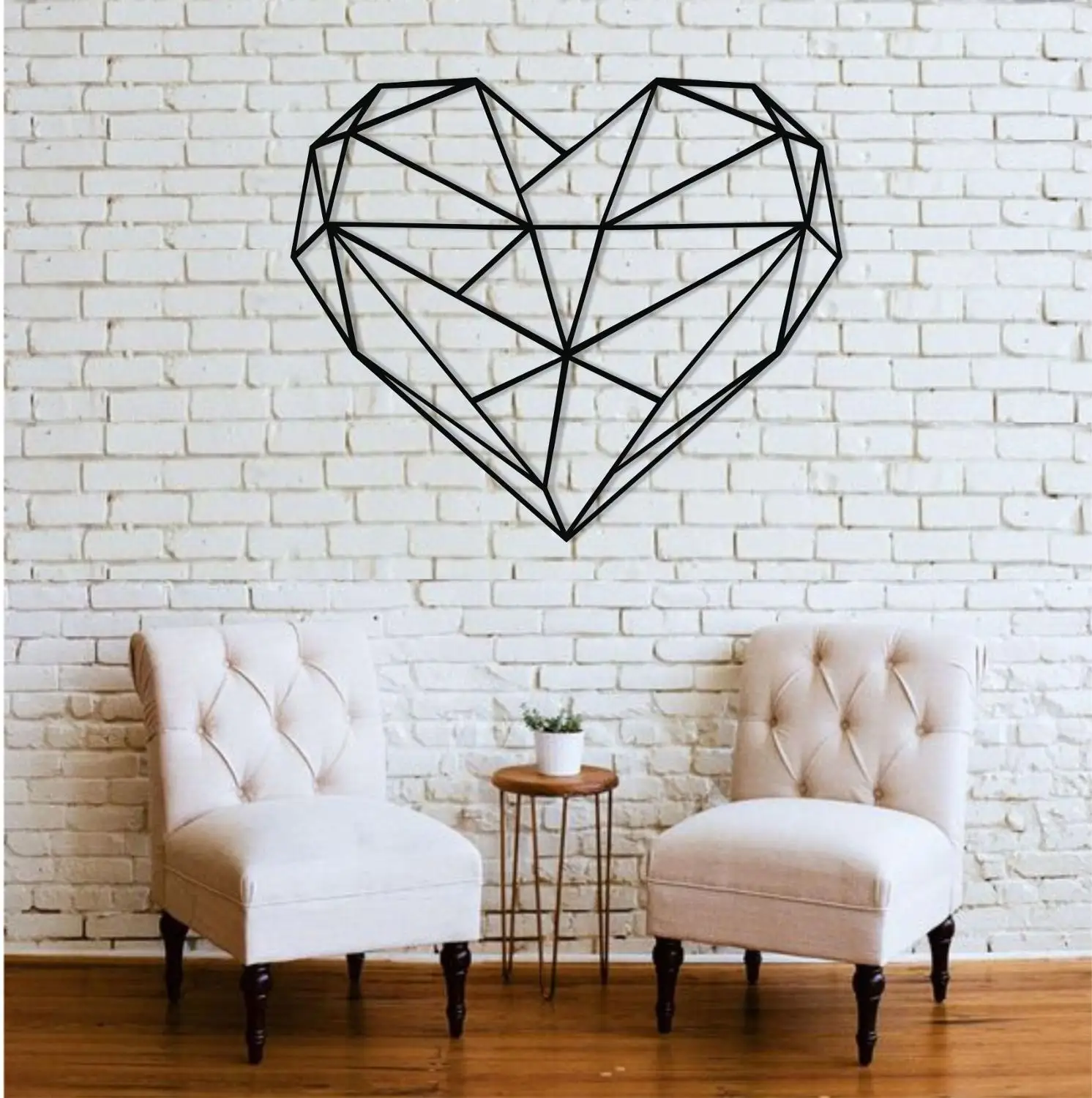 

Metal Wall Art, Metal Geometric Heart, Metal Wall Decor, Interior Decoration, Metal Heart Art, Gift for Her, Gift Idea