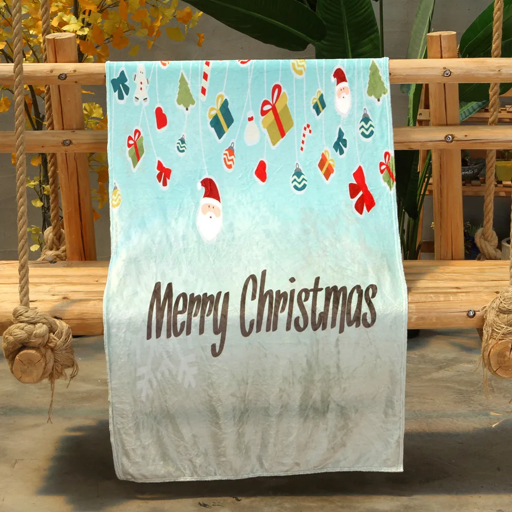 OUNEED Christmas Blanket Flannel Fabric Sofa Bed Blanket 150x200CM Warm Soft Throw Travel Patchwor Winter Bedspread Blanket#45